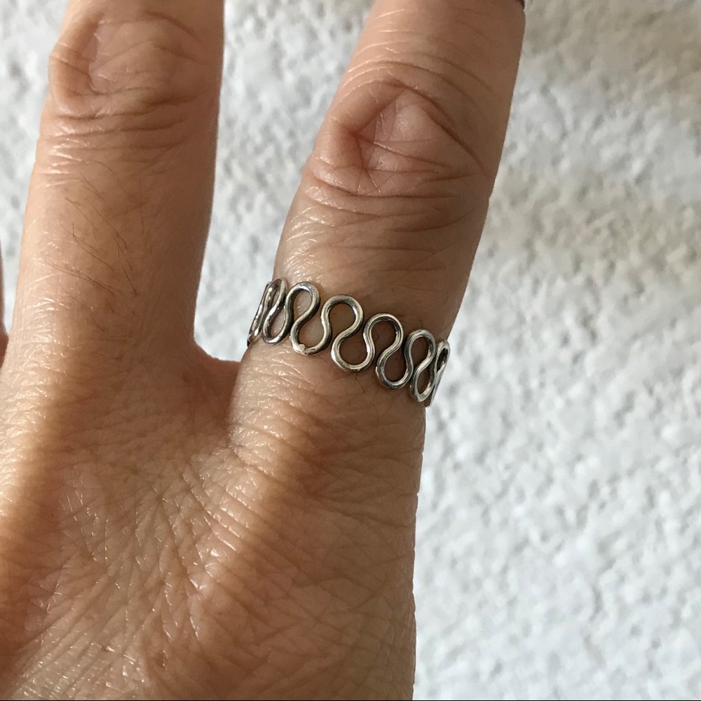 Sterling Silver Thin Endless Loops Ring - image 2